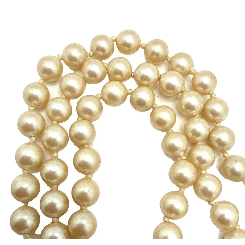 Vintage Monet Faux Pearl Necklace Signed Single Strand Statement 24
